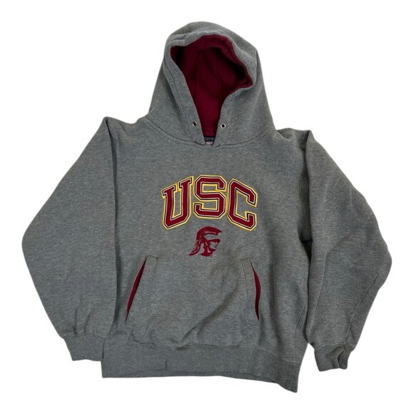 Vintage USC Trojans Women’s Hoodie Sweatshirt Size XS Embroidered Gray Chaps Y2K - Picture 1 of 10